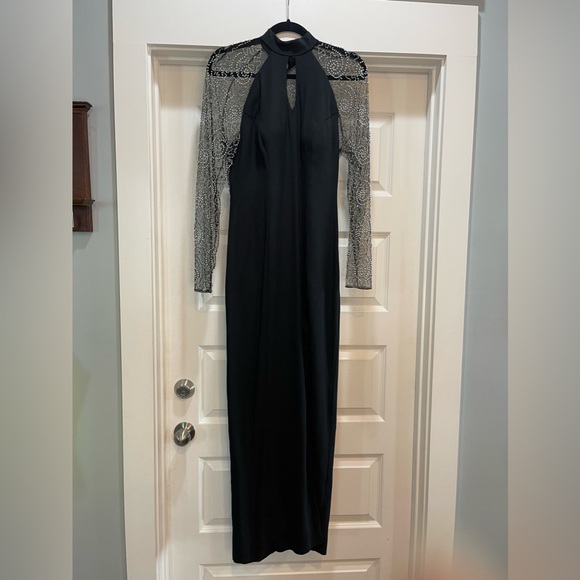 Vintage Showstopper Gown Illusion Beaded Back and Sleeves - Picture 4 of 16